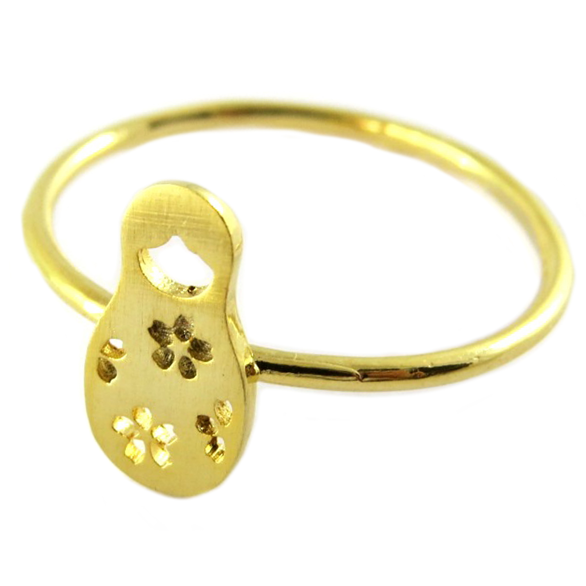 Bague artisanale \'Poupée Russe\' doré - 11x5 mm - [Q1384]