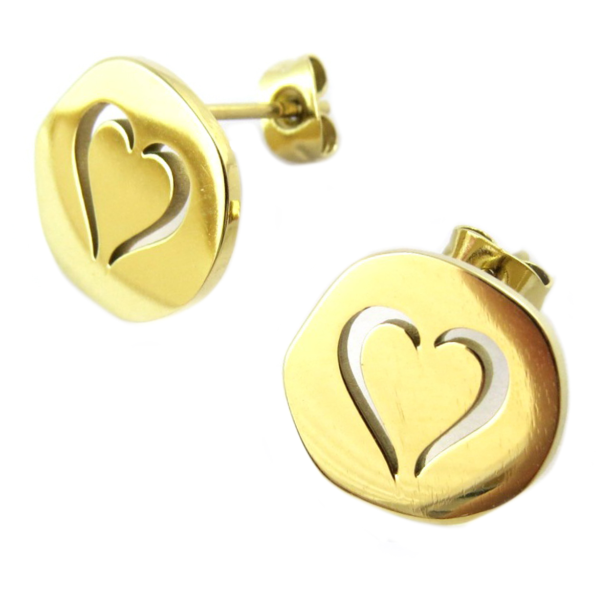 Boucles artisanales acier \'Love\' doré - 13x12 mm - [Q1395]