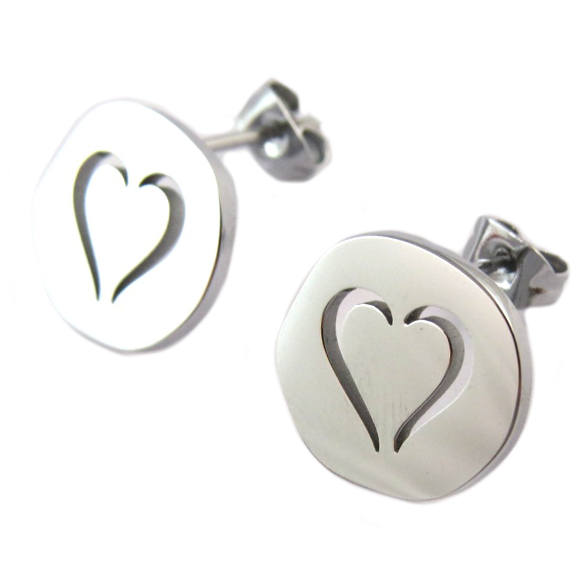 Boucles artisanales acier \'Love\' argenté - 13x12 mm - [Q1396]
