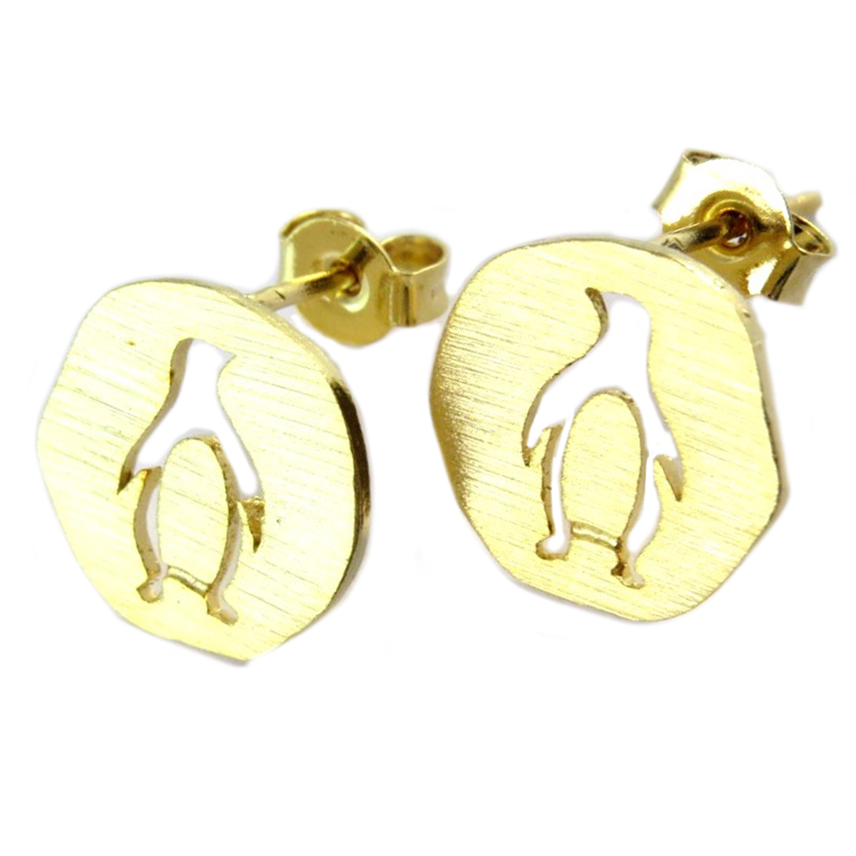 Boucles artisanales \'Pingouins\' doré - 11x11 mm - [Q1400]