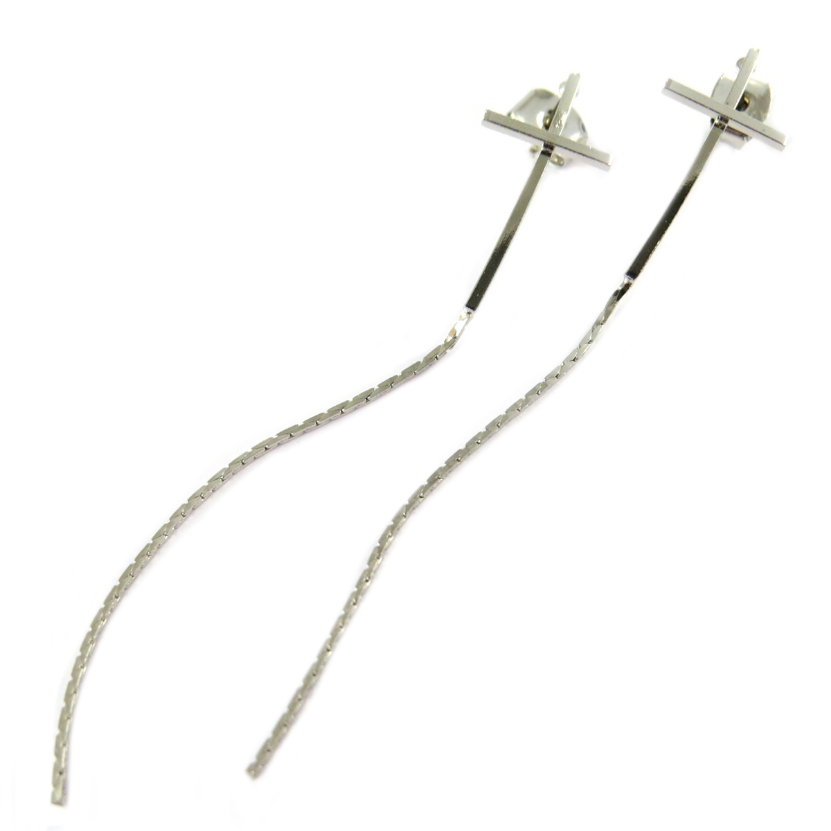 Boucles artisanales \'Croix\' argenté - 75x10 mm - [Q1408]