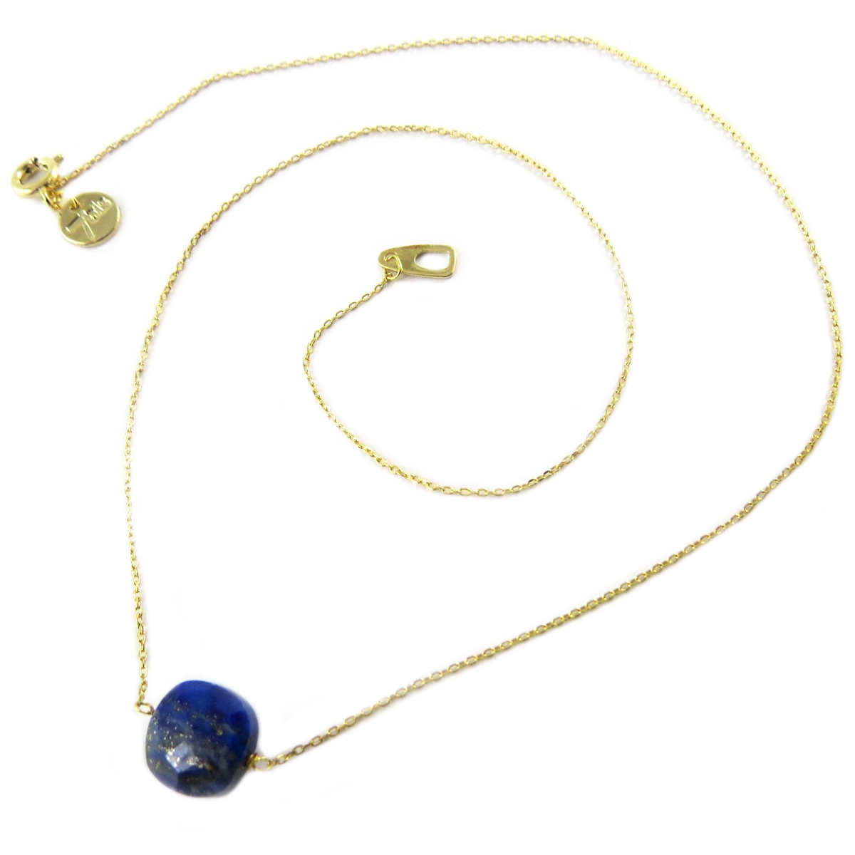 Collier artisanal \'Boho\' bleu doré - 14x14 mm - [Q1419]