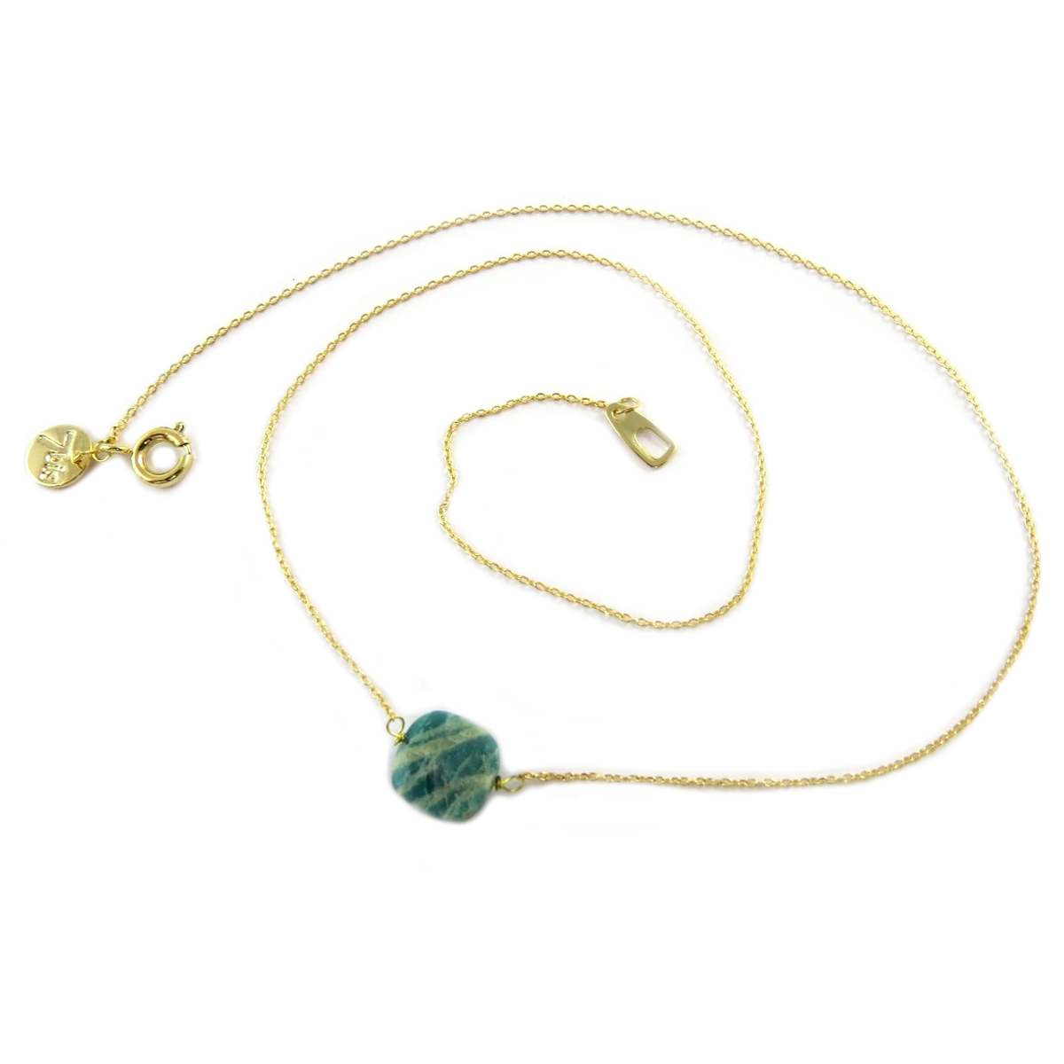 Collier artisanal \'Boho\' vert doré - 14x14 mm - [Q1420]