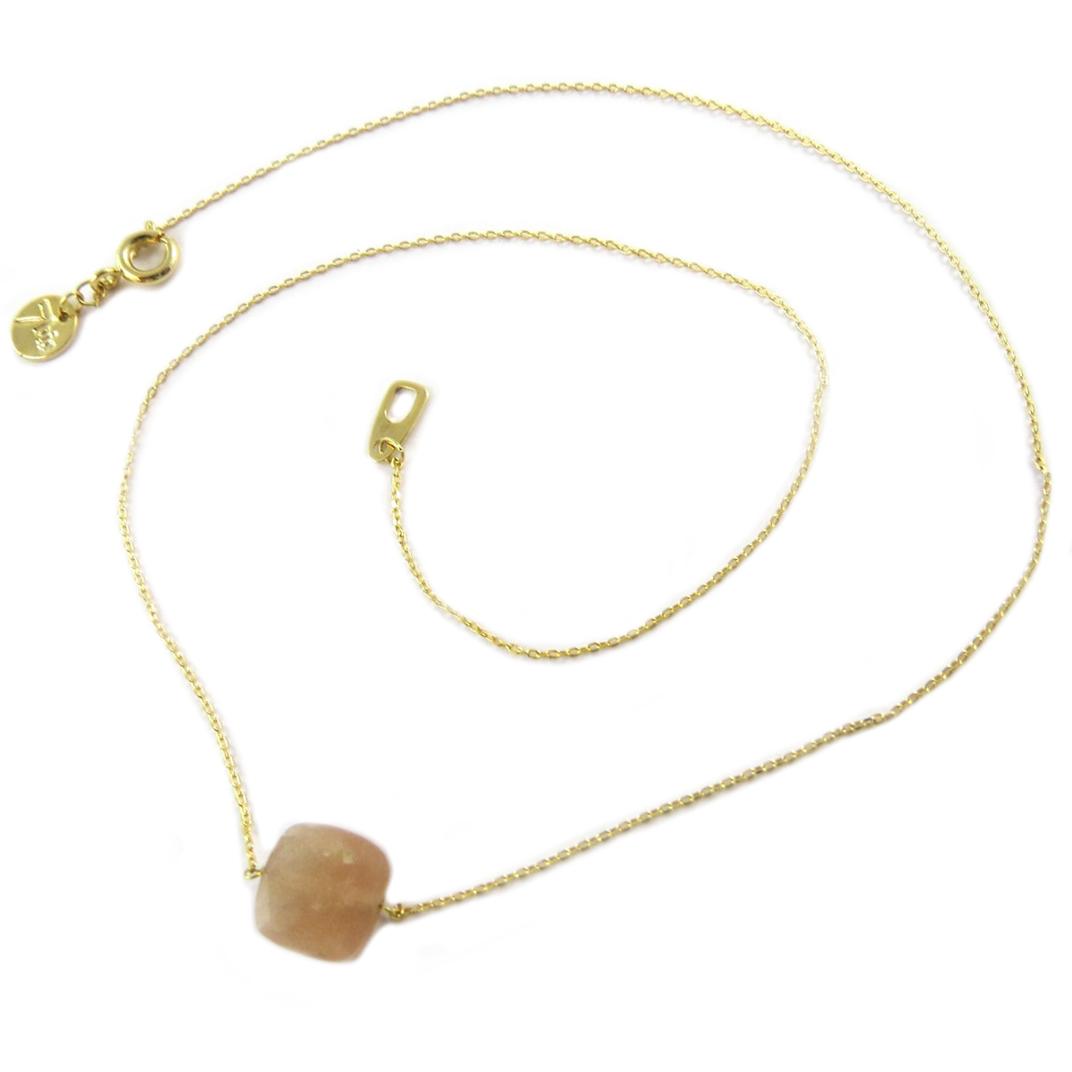 Collier artisanal \'Boho\' beige rosé doré - 14x14 mm - [Q1421]