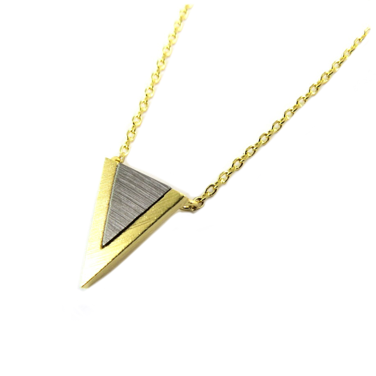 Collier artisanal \'Boho\' (triangle) doré argenté - 13x11 mm - [Q1504]