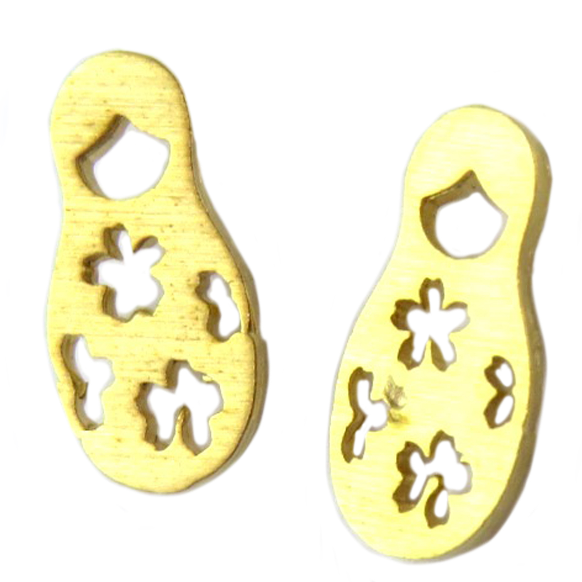 Boucles artisanales \'Poupées Russes\' doré - 11x6 mm - [Q1537]