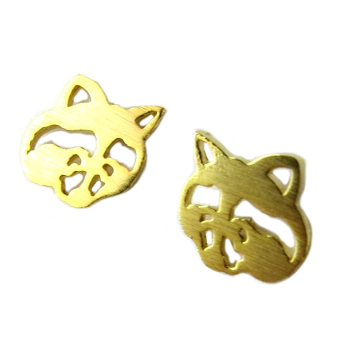 Boucles artisanales \'Raton Laveur\' doré - 8x8 mm - [Q1543]