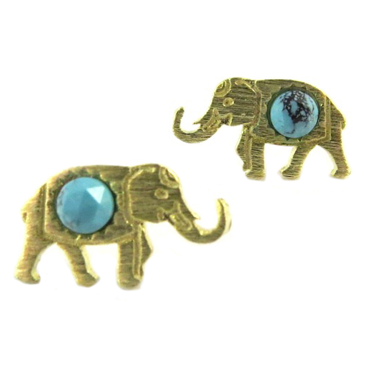 Boucles artisanales \'Elephant\' turquoise doré - 16x9 mm - [Q1559]