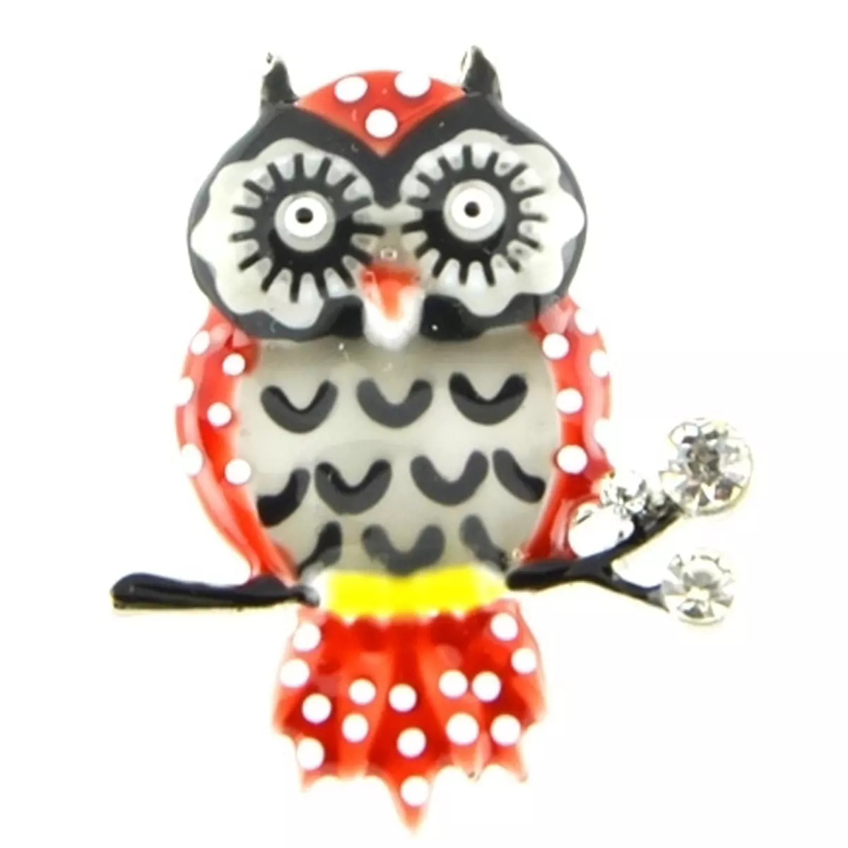 les trésors de lily Broche pin's créateur 'Lilipoupettes' (chouette) rouge gris 28x24 mm [Q1610]