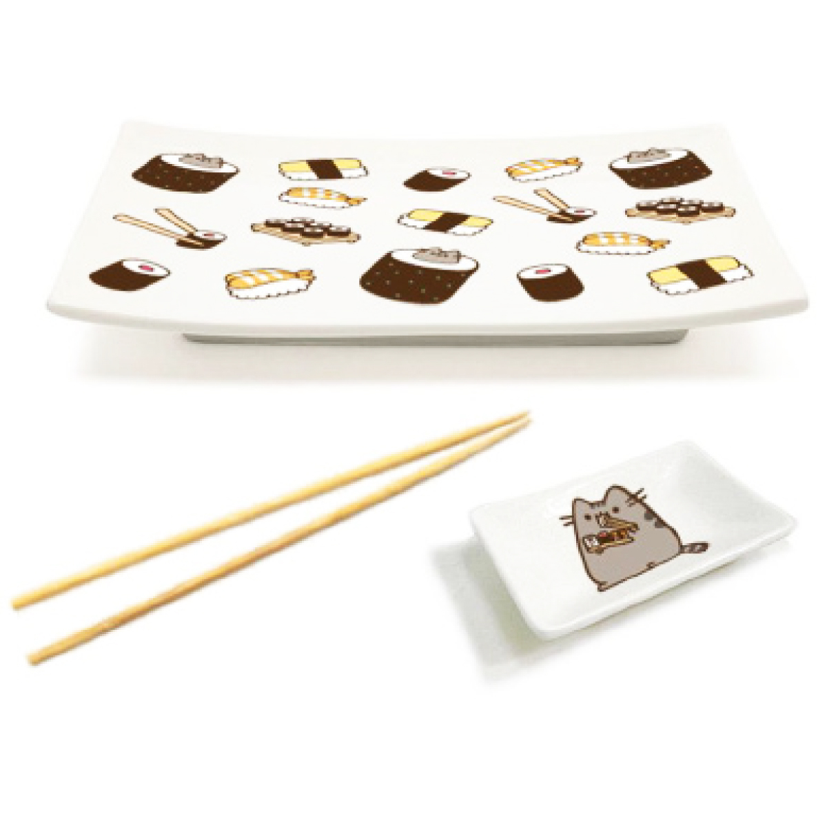Service à sushis céramique \'Pusheen\' beige - 20x14 cm - [Q1986]