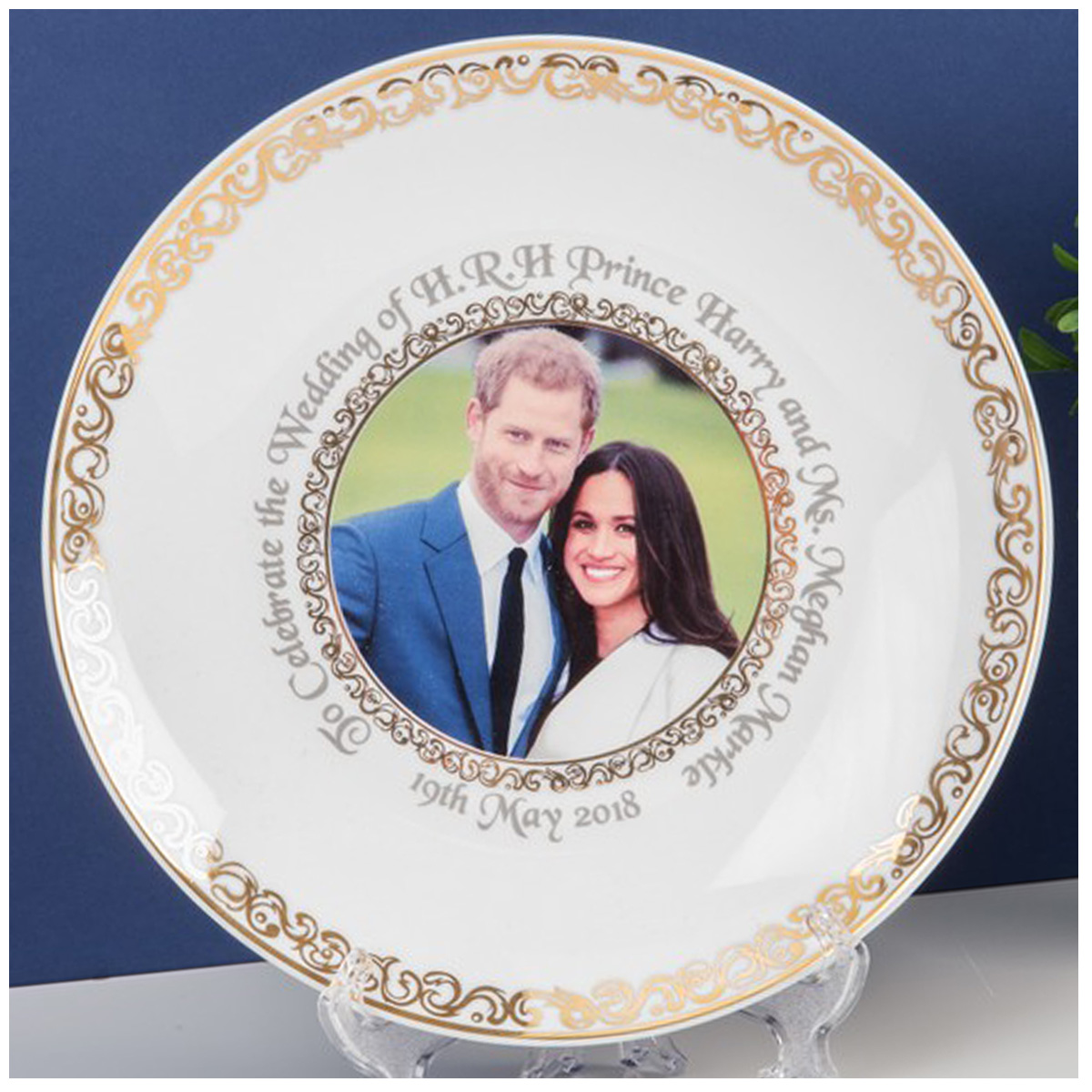 Assiette décorative porcelaine \'Royal Wedding\' - diamètre 20 cm - [Q2049]