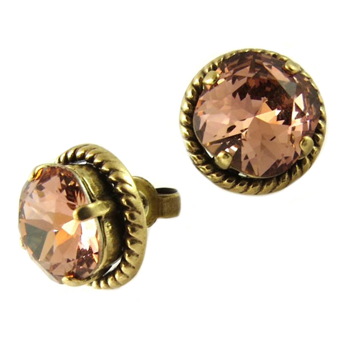 Boucles d\'oreilles artisanales \'Tsarine\' rose blush doré - 12 mm - [Q2283]