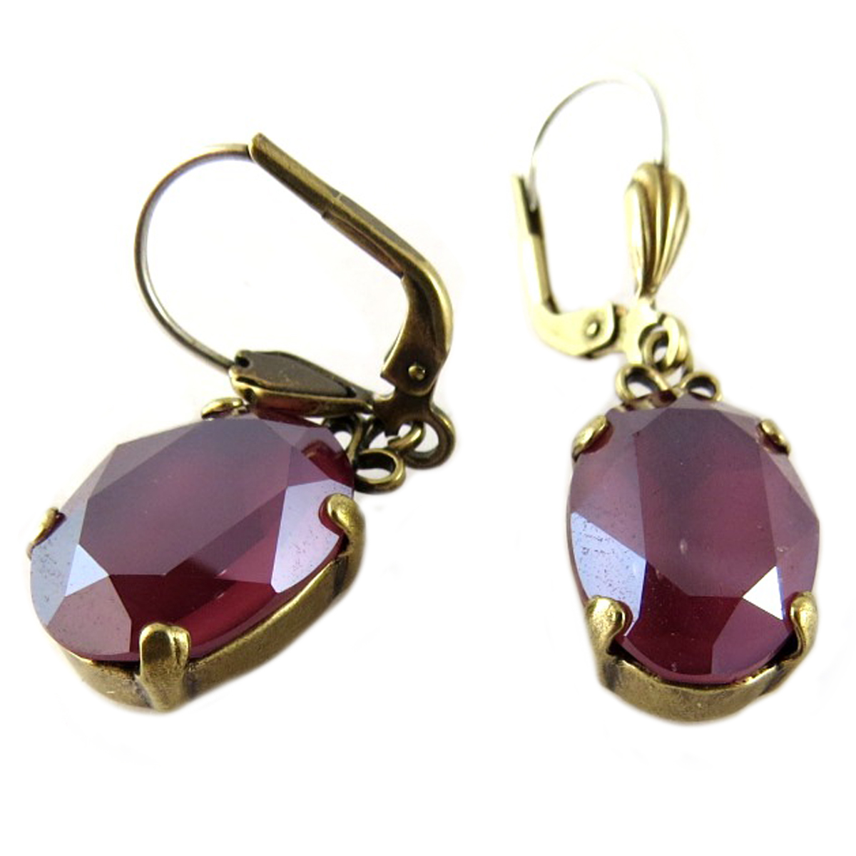 Dormeuses artisanales \'Tsarine\' violet doré - 14x10 mm - [Q2292]