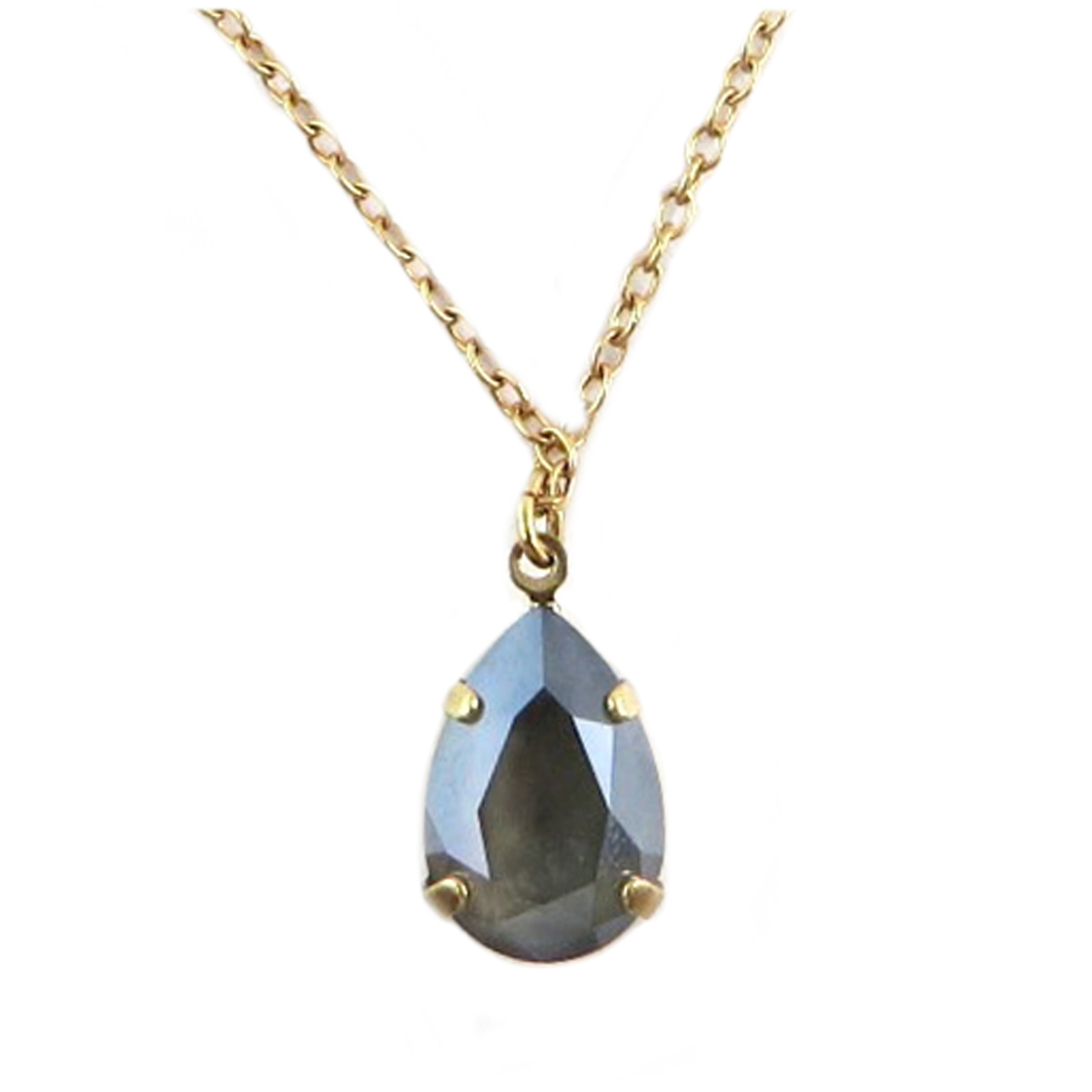 Collier artisanal \'Tsarine\' gris doré - 15x10 mm - [Q2319]