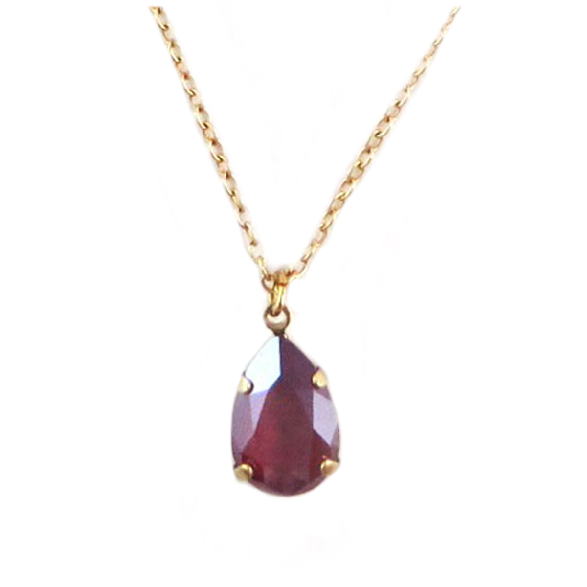 Collier artisanal \'Tsarine\' violet doré - 15x10 mm - [Q2323]
