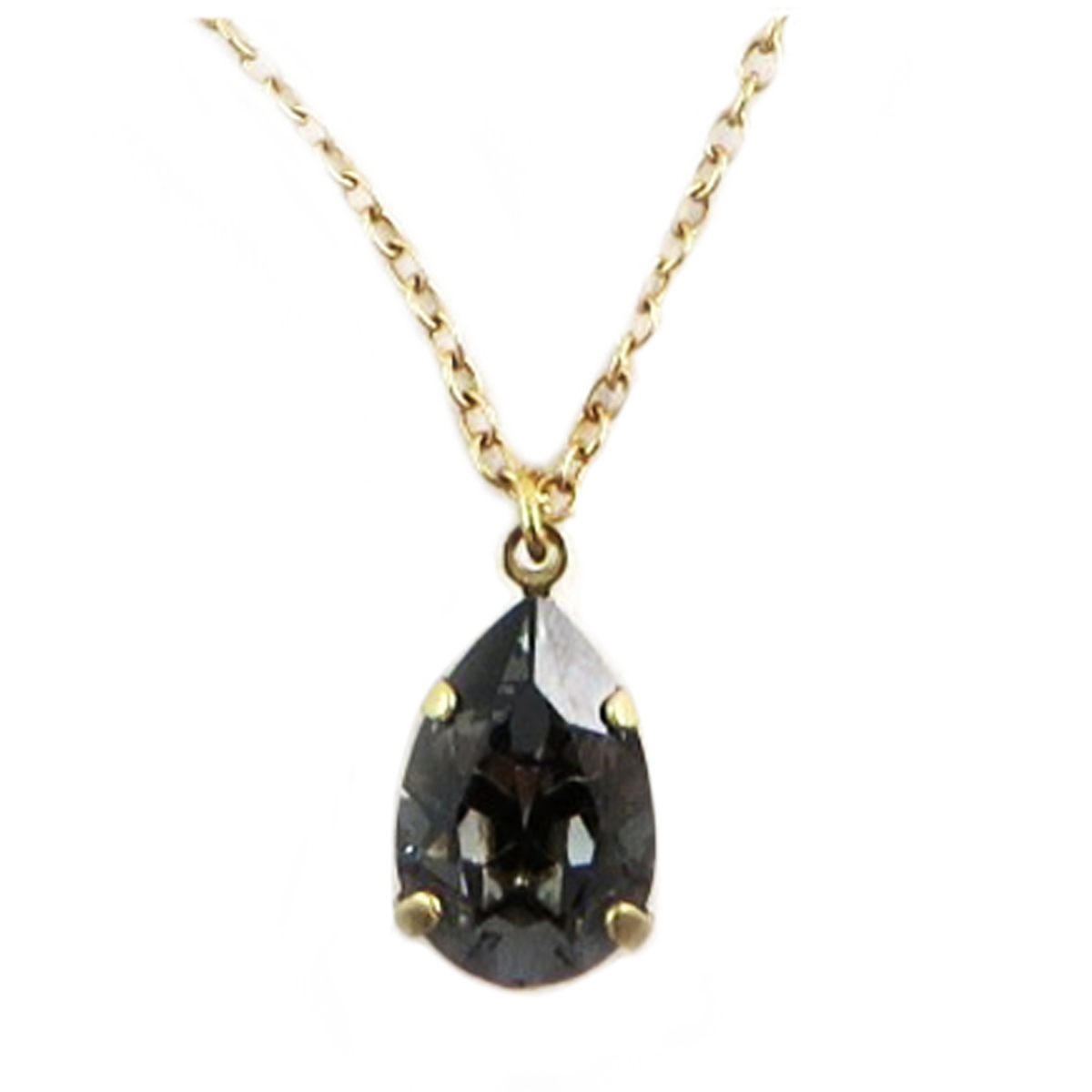 Collier artisanal \'Tsarine\' gris foncé doré - 15x10 mm - [Q2326]