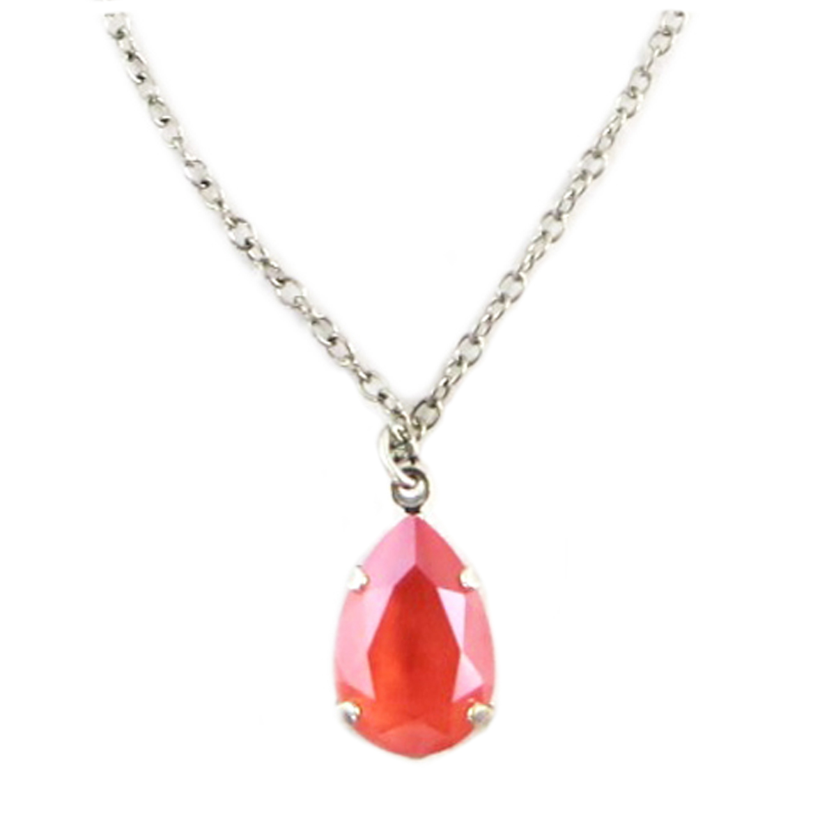 Collier artisanal \'Tsarine\' rose corail argenté - 15x10 mm - [Q2333]