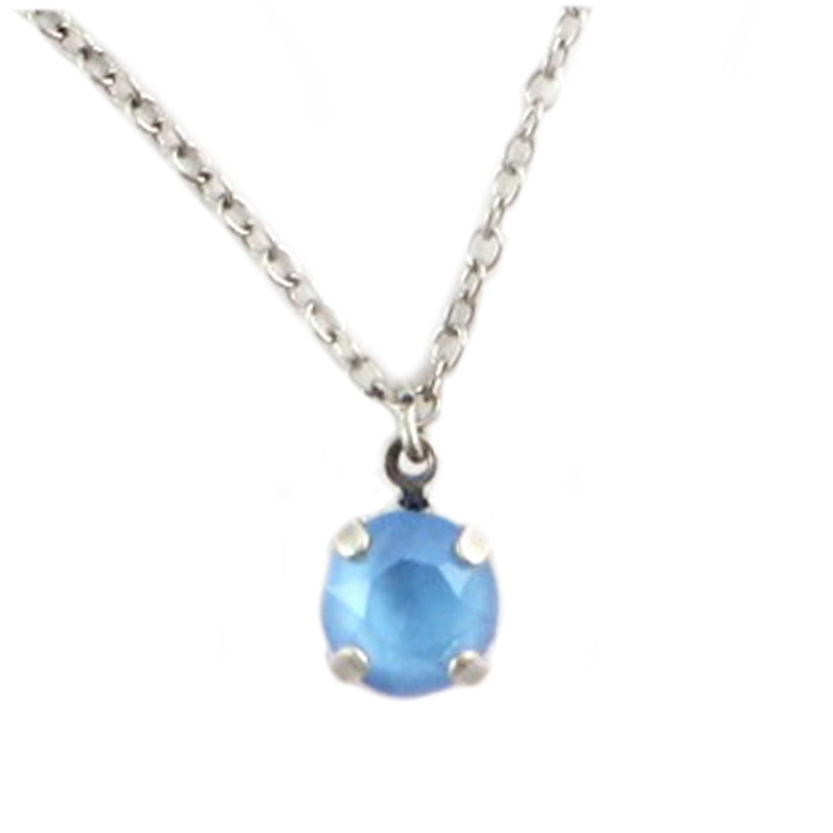 Collier artisanal \'Tsarine\' bleu clair argenté - 8 mm - [Q2362]