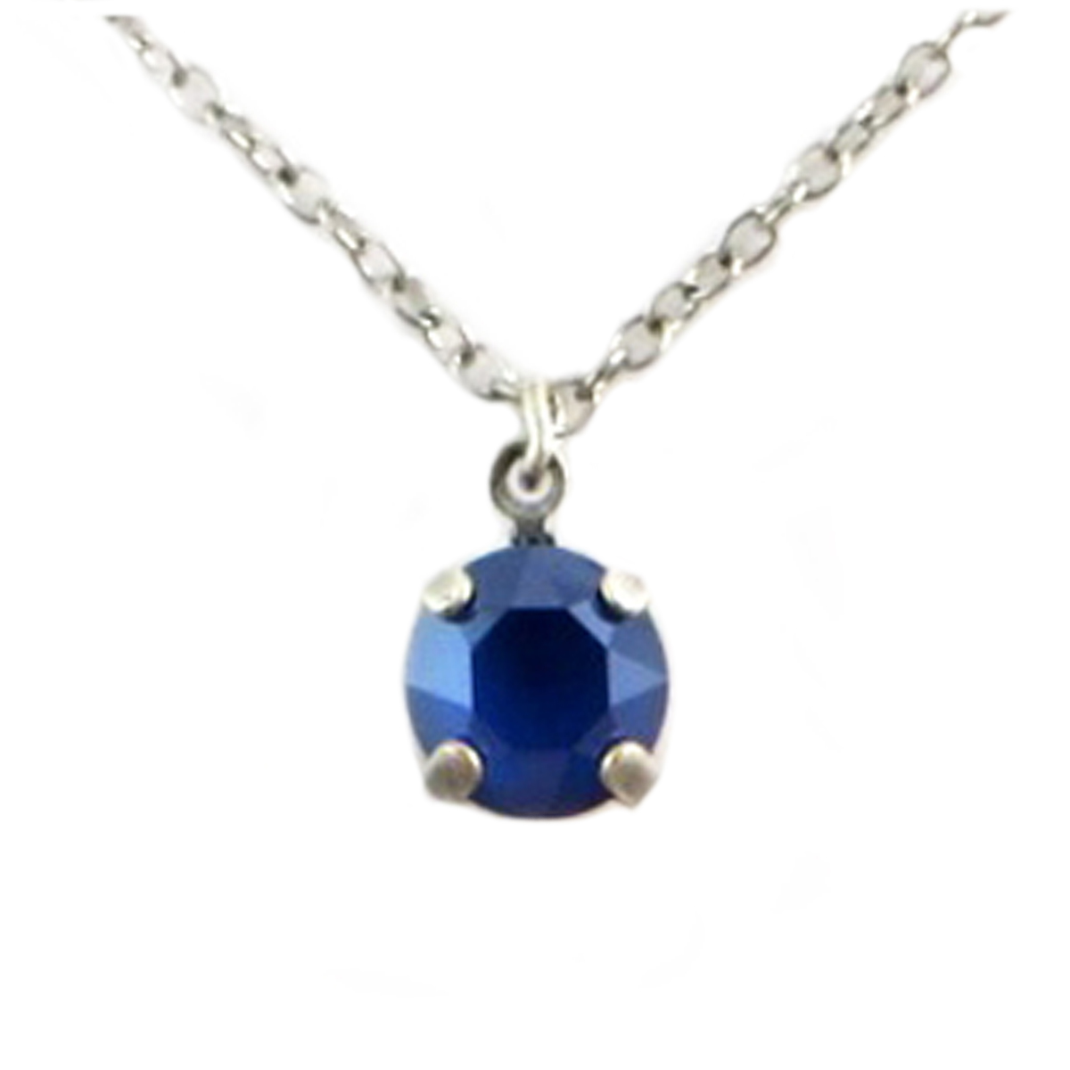 Collier artisanal \'Tsarine\' bleu foncé argenté - 8 mm - [Q2366]