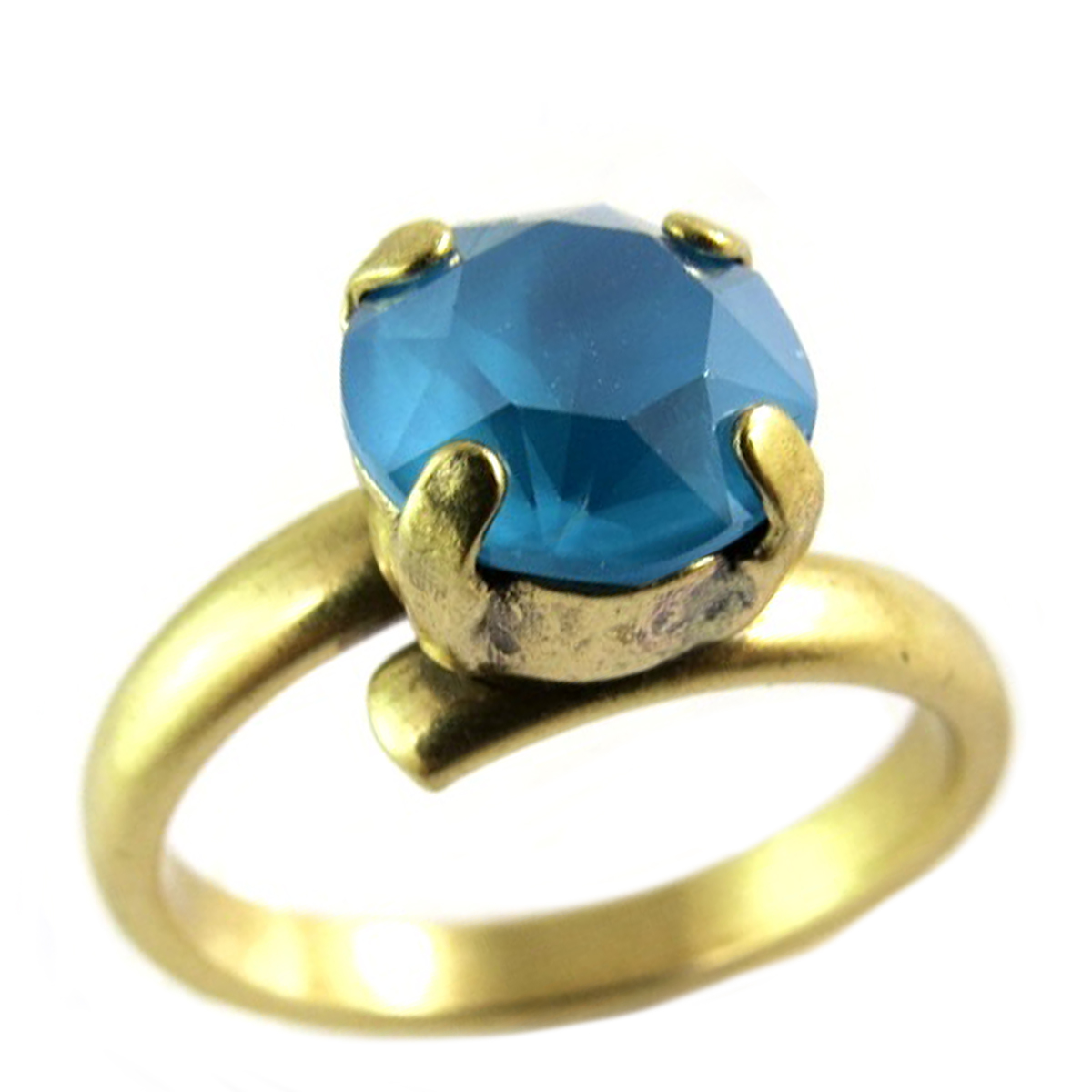 Bague artisanale \'Tsarine\' turquoise doré - 8 mm - [Q2400]