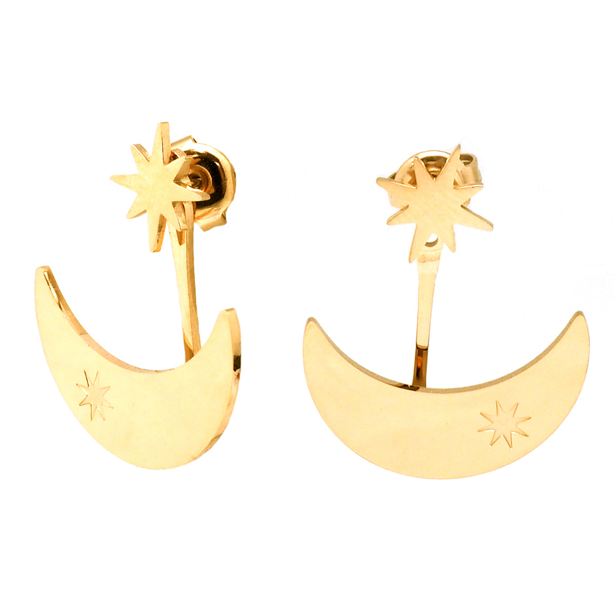 Boucles contours de lobes créateur acier \'Etoile du Nord\' doré - 7 et 15 mm - [Q2530]