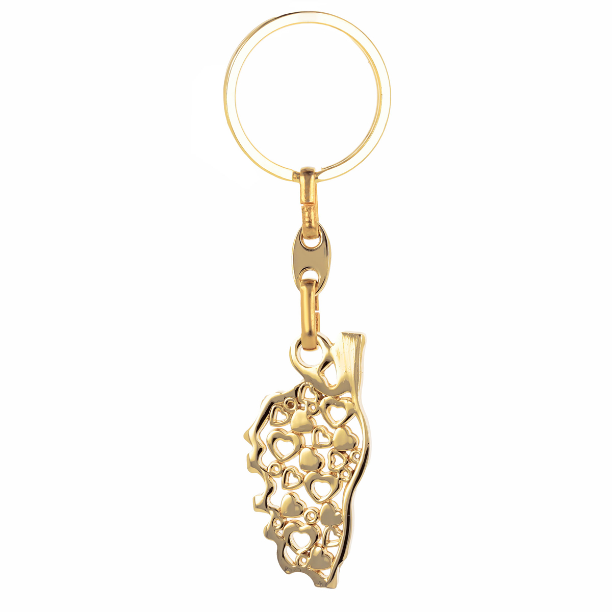 Porte-clés artisanal \'Corsica\' doré - 45x22 mm - [Q2628]