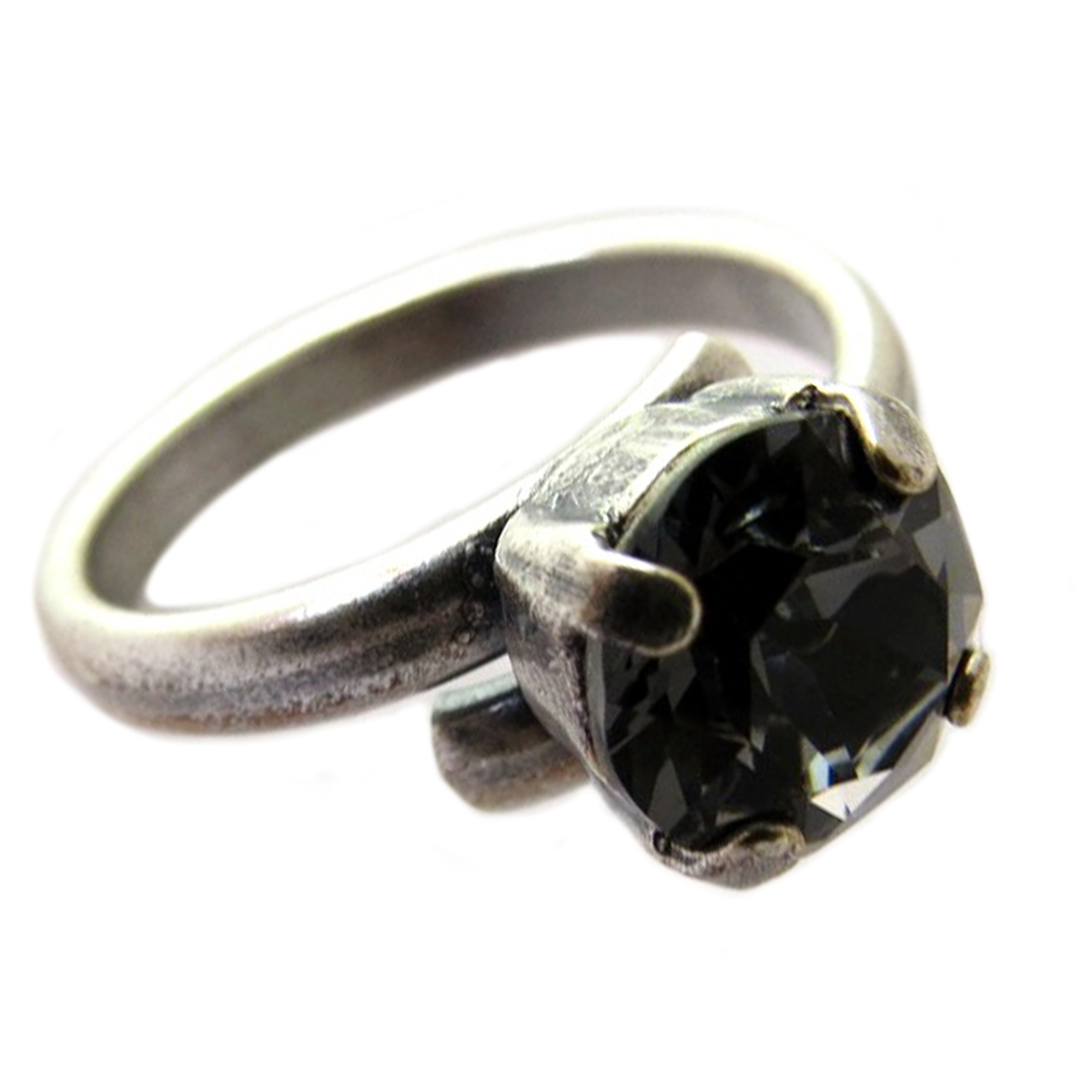 Bague artisanale \'Tsarine\' gris argenté - 8 mm - [Q2708]