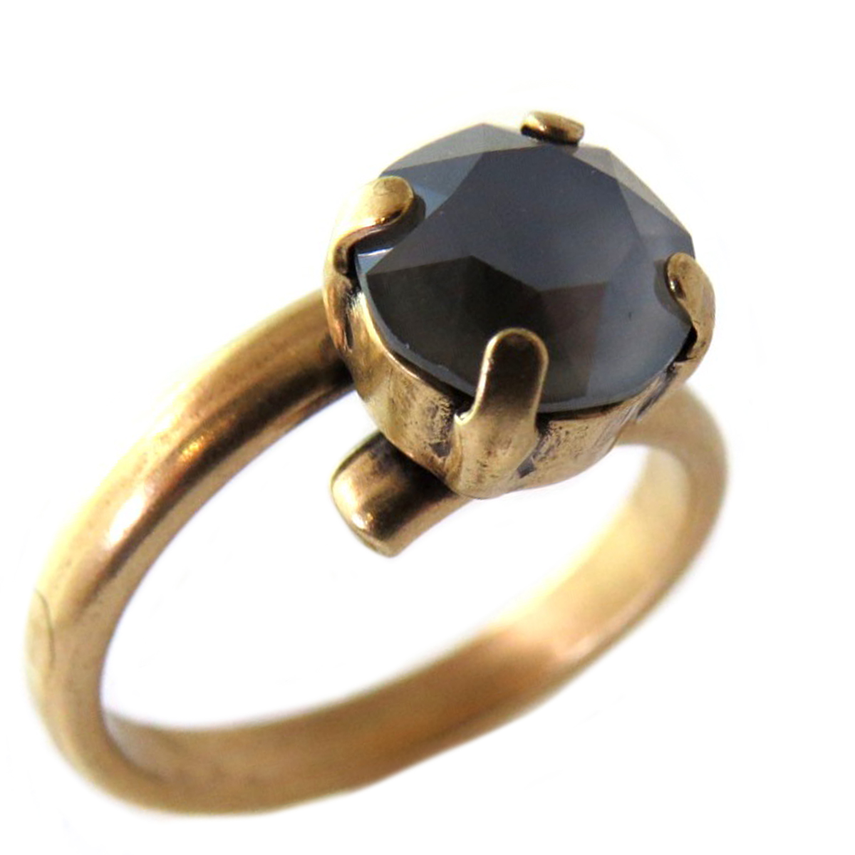 Bague artisanale \'Tsarine\' gris doré - 8 mm - [Q2718]