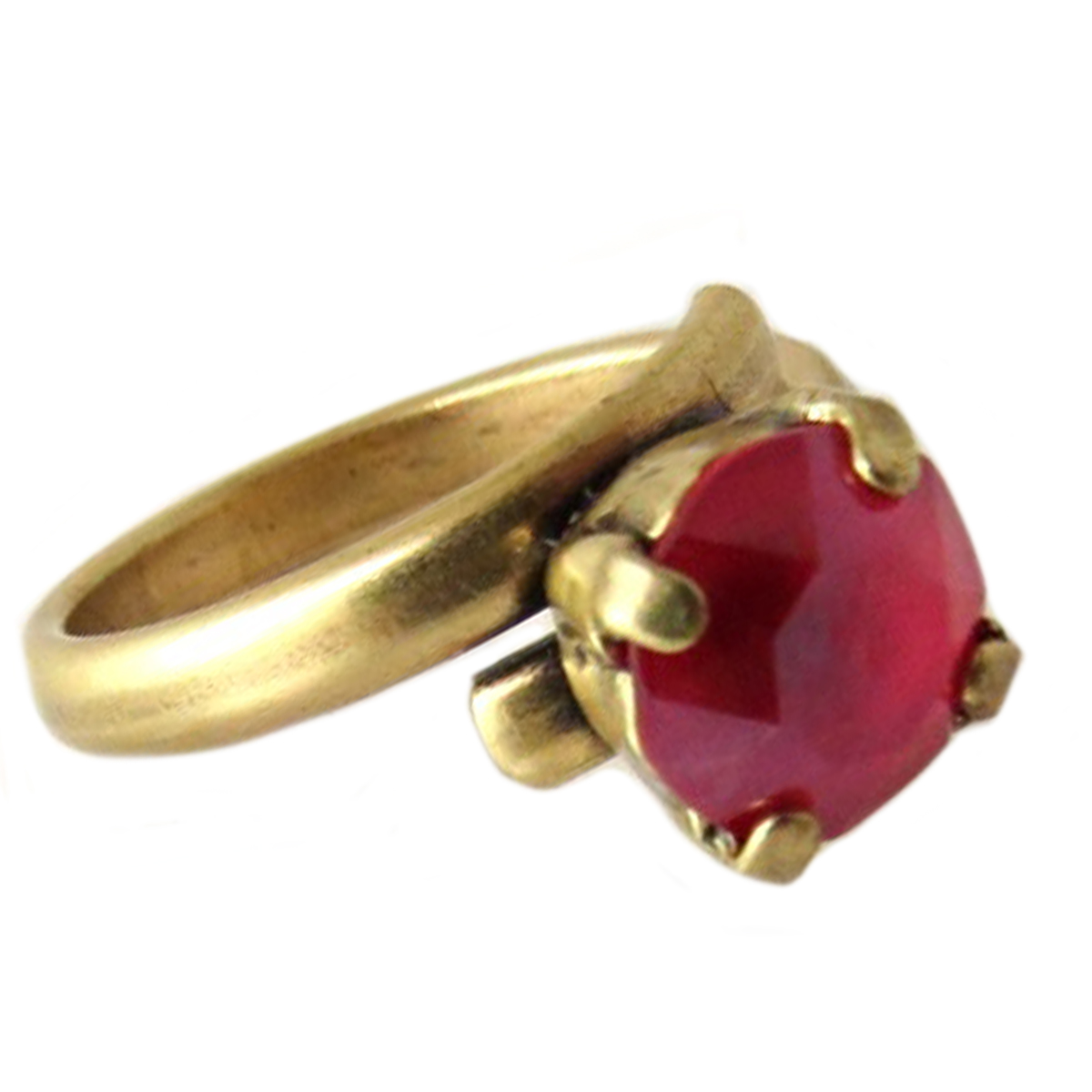 Bague artisanale \'Tsarine\' rouge doré - 8 mm - [Q2722]