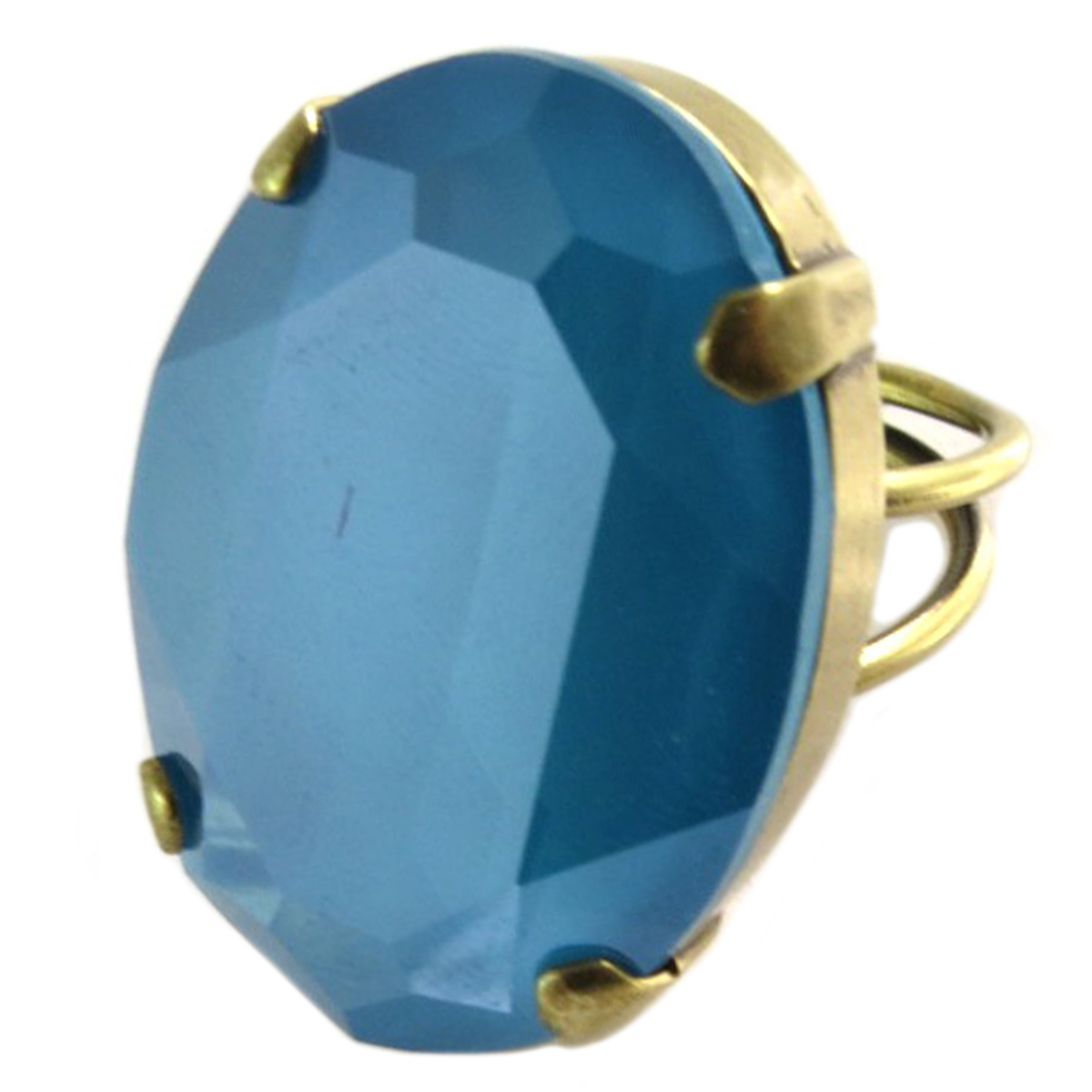Bague artisanale \'Tsarine\' turquoise doré - 30x21 mm - [Q2738]
