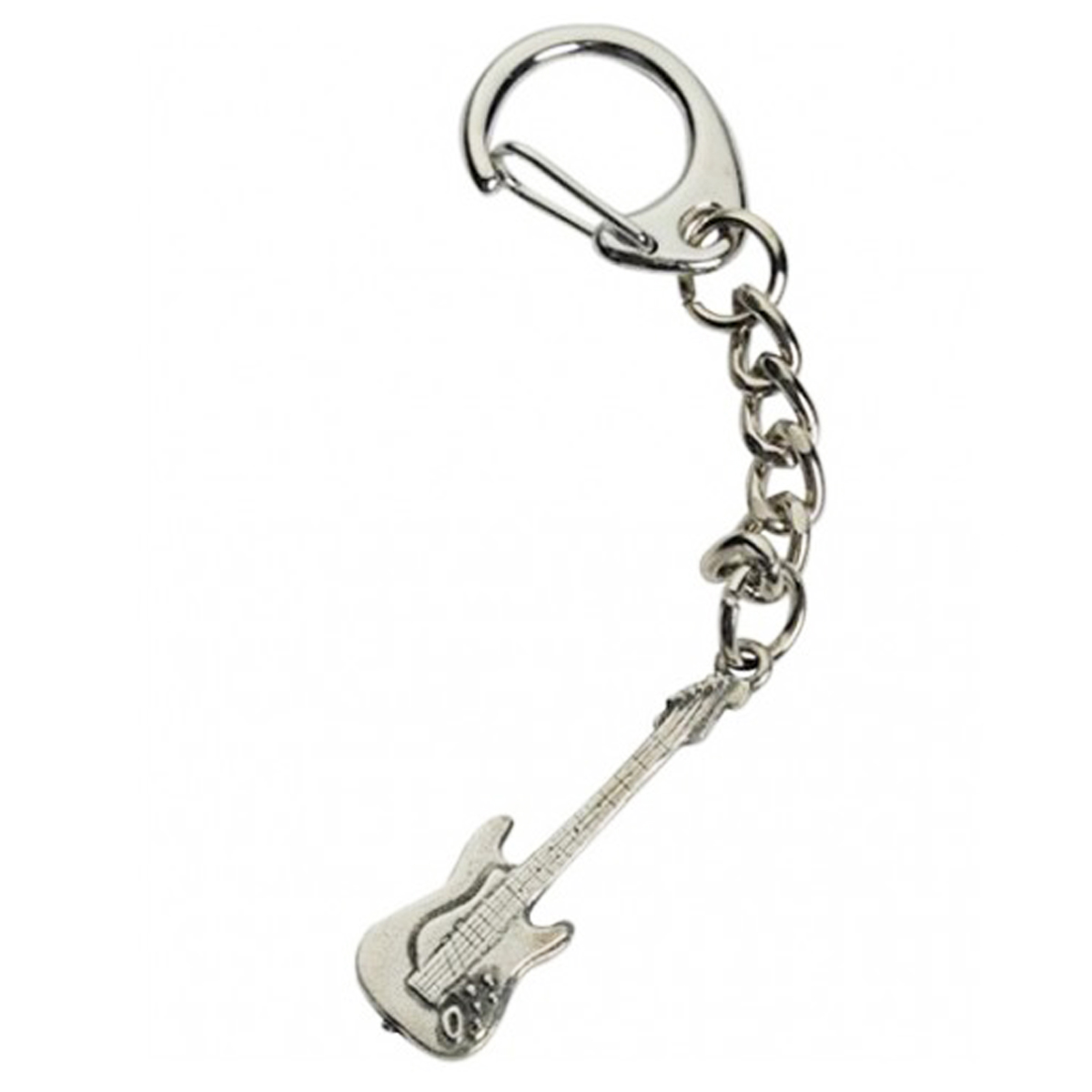 Porte-clés créateur \'Musique\' argenté (guitare électrique) - 35x10 mm - [Q3889]