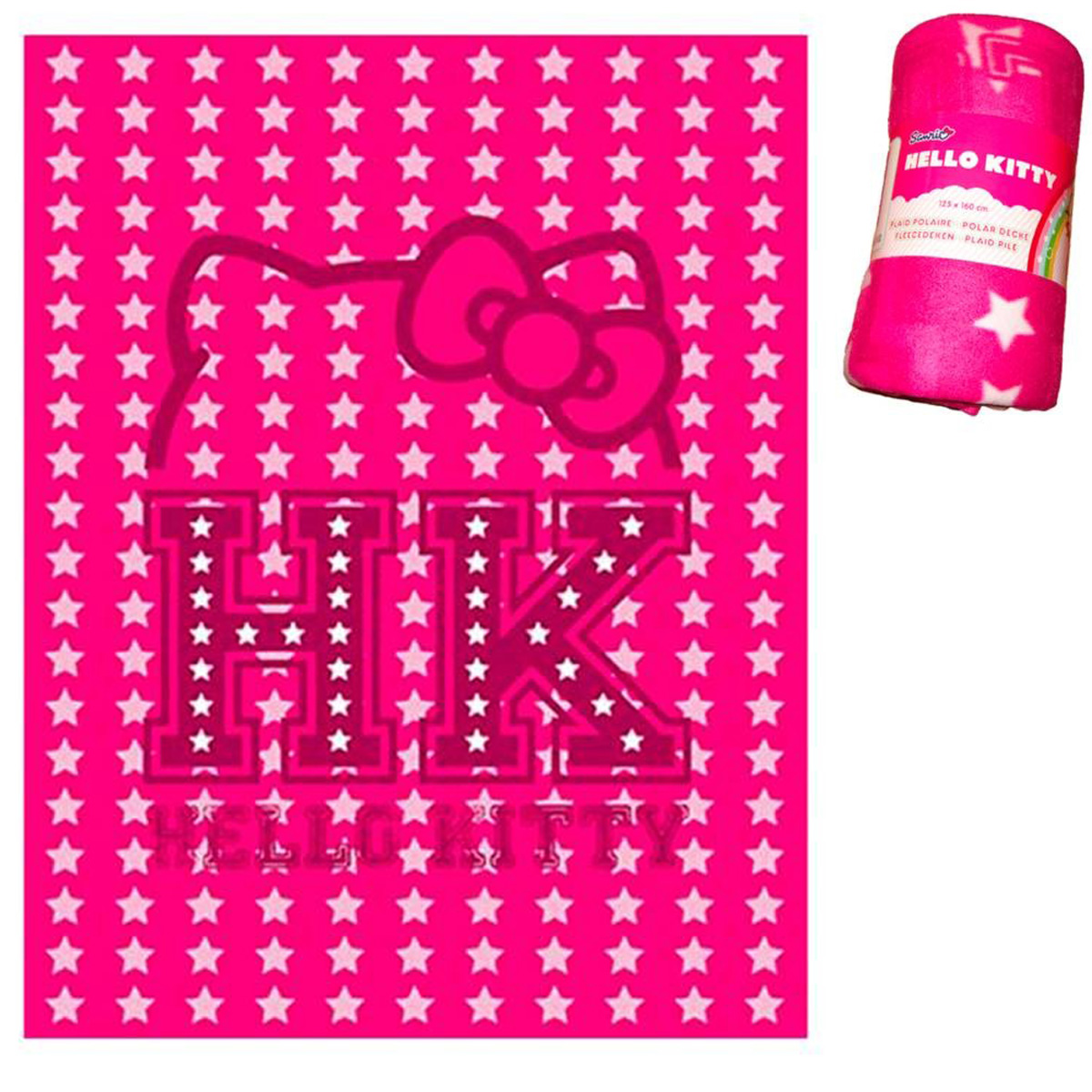 Plaid Polaire \'Hello Kitty\' rose fuschia - 125x160 cm - [Q4515]