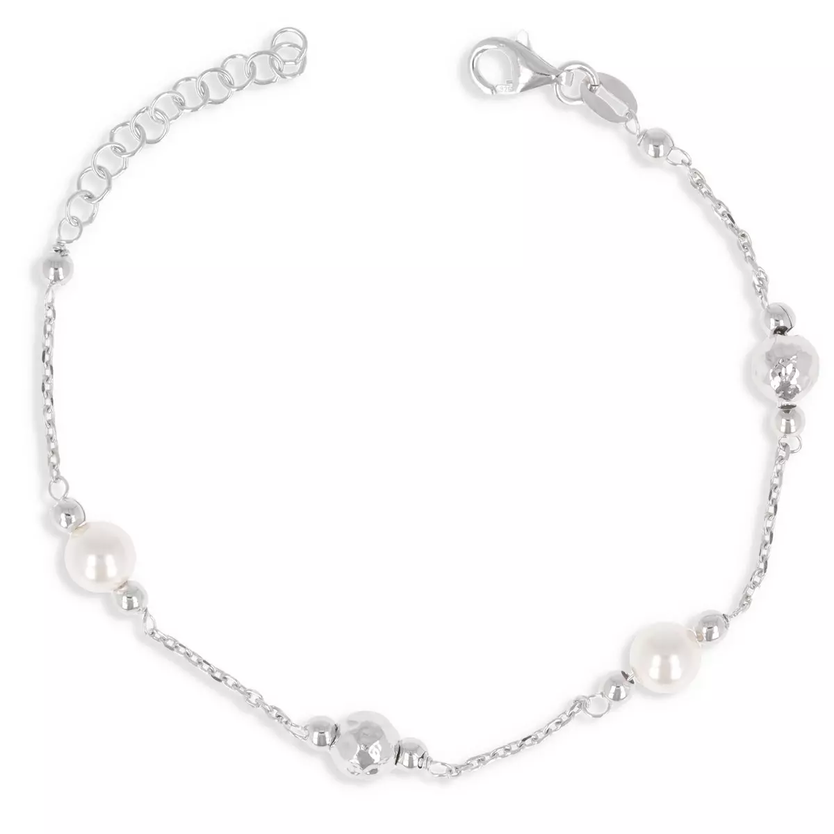 les trésors de lily Bracelet argent 'Perla' blanc argenté (rhodié) 6 mm [Q4602]