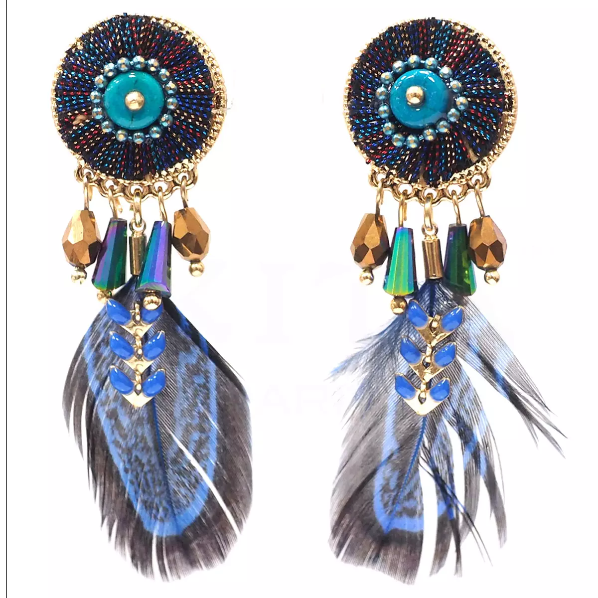 les trésors de lily Clips créateur 'Boho' bleu doré 60x20 mm [Q4964]