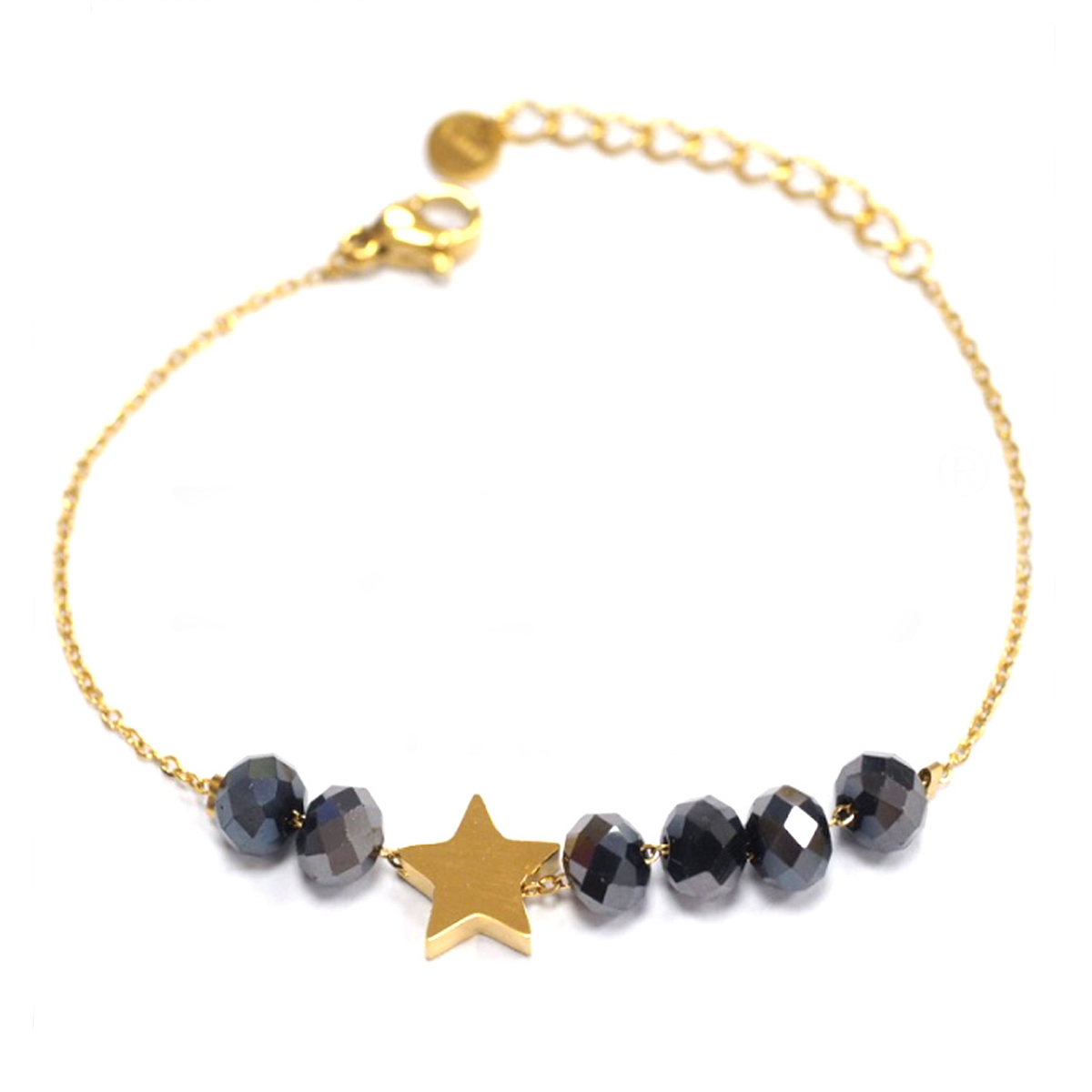 Bracelet créateur Acier \'Une Etoile est Née\' noir doré - 35x9 mm - [Q5035]