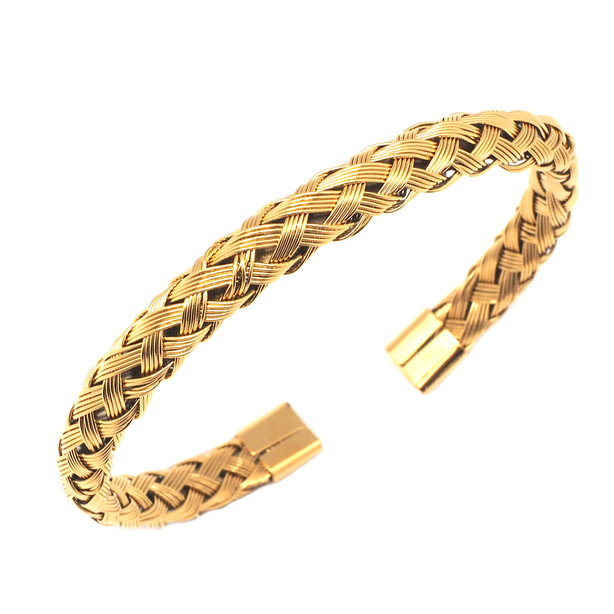 Bracelet créateur Acier \'Cléopatra\' doré -  62 mm, 7 mm - [Q5038]