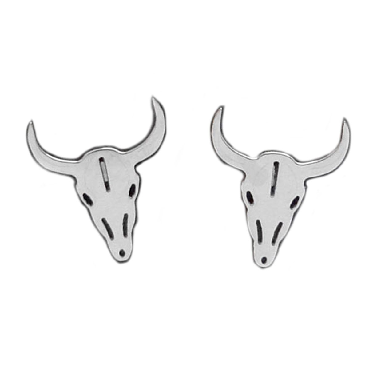 Boucles créateur Acier \'Boho\' argenté (crâne de bison)- 12x10 mm - [Q5082]