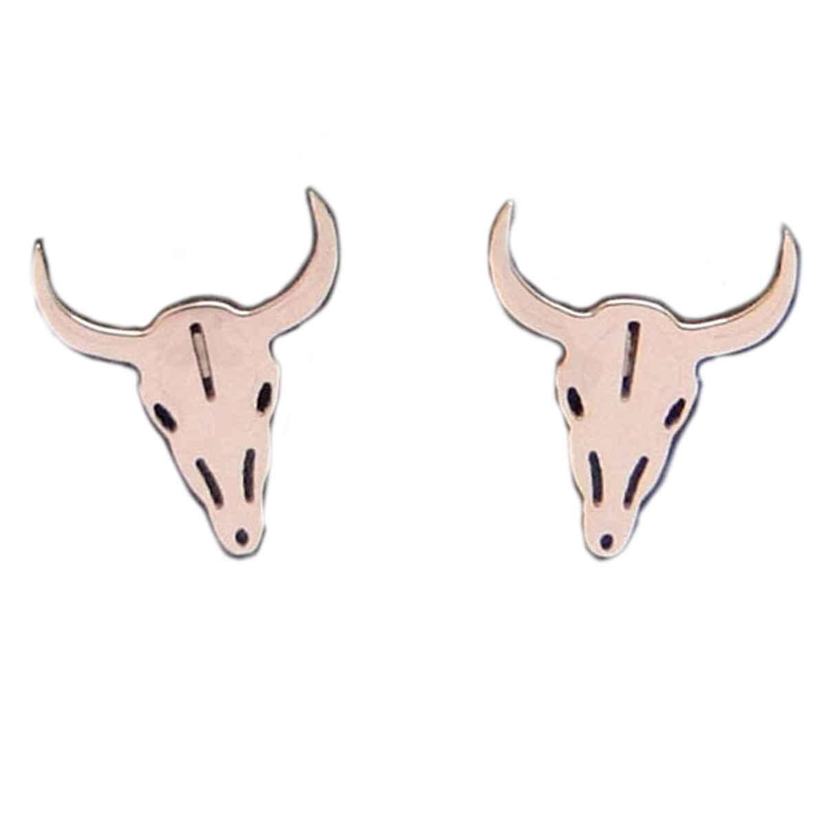 Boucles créateur Acier \'Boho\' rose gold (crâne de bison)- 12x10 mm - [Q5083]