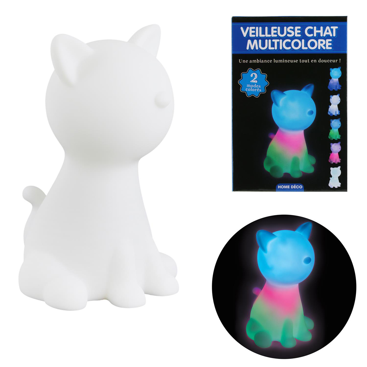 Veilleuse enfant \'Chats\' blanc - 20x135x13 cm - [Q5412]