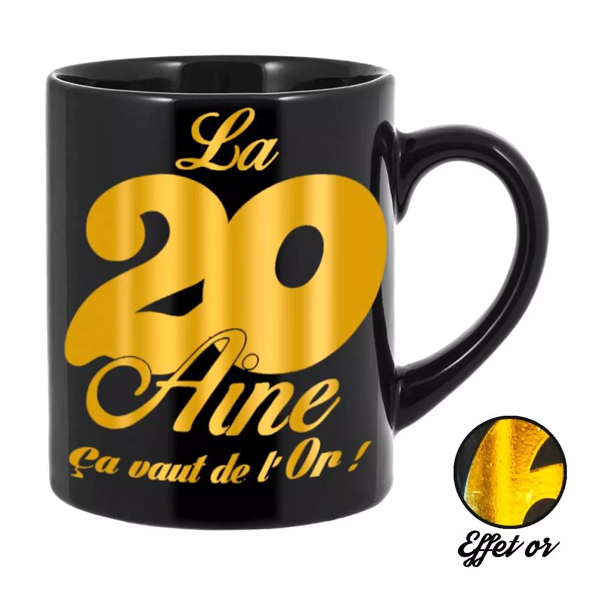 les trésors de lily Grand mug tendresse '20 aine' noir doré 11x105 cm [Q5578]