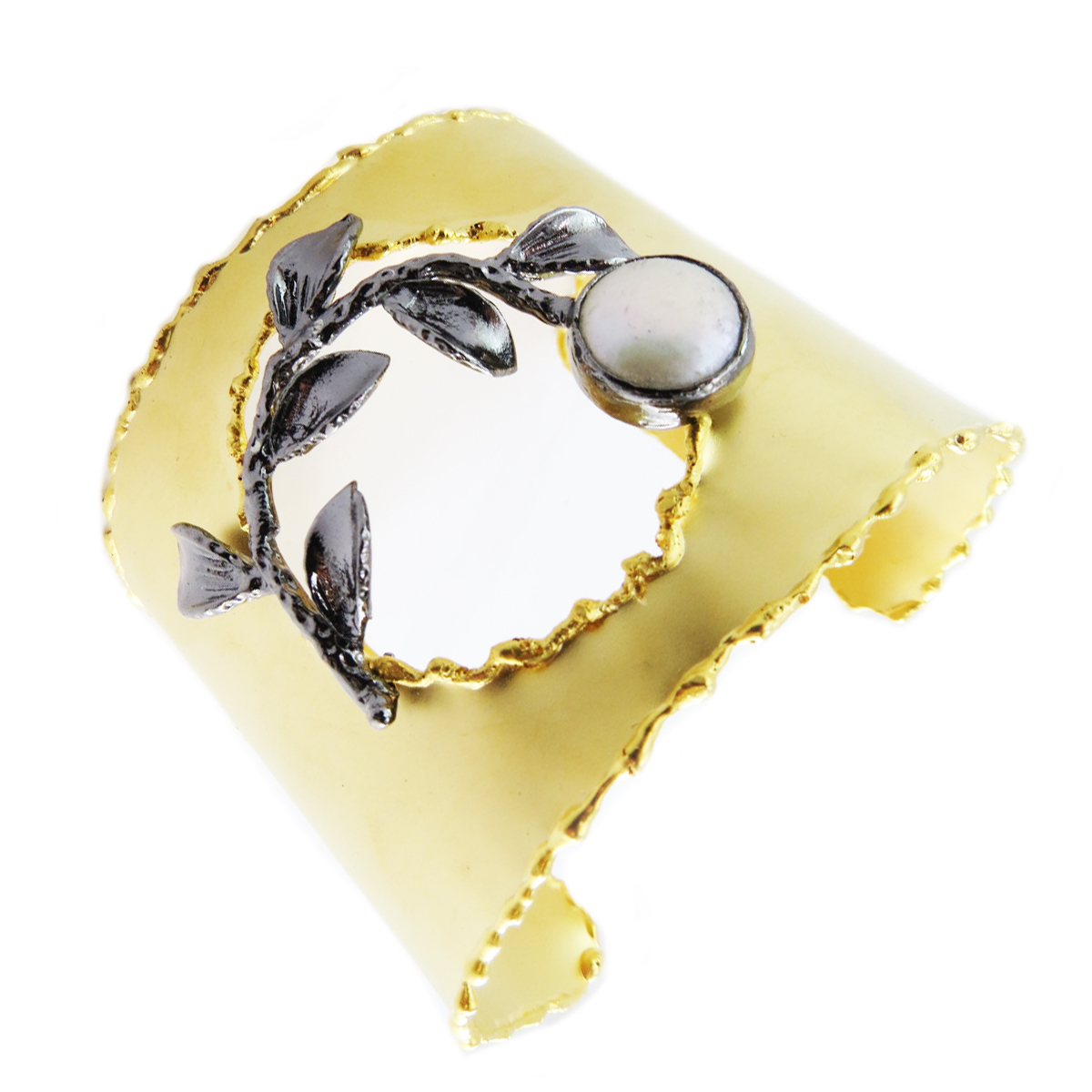 Bracelet artisanal \'Cléopatra\' gris doré - 70 mm 60 mm - [Q5607]