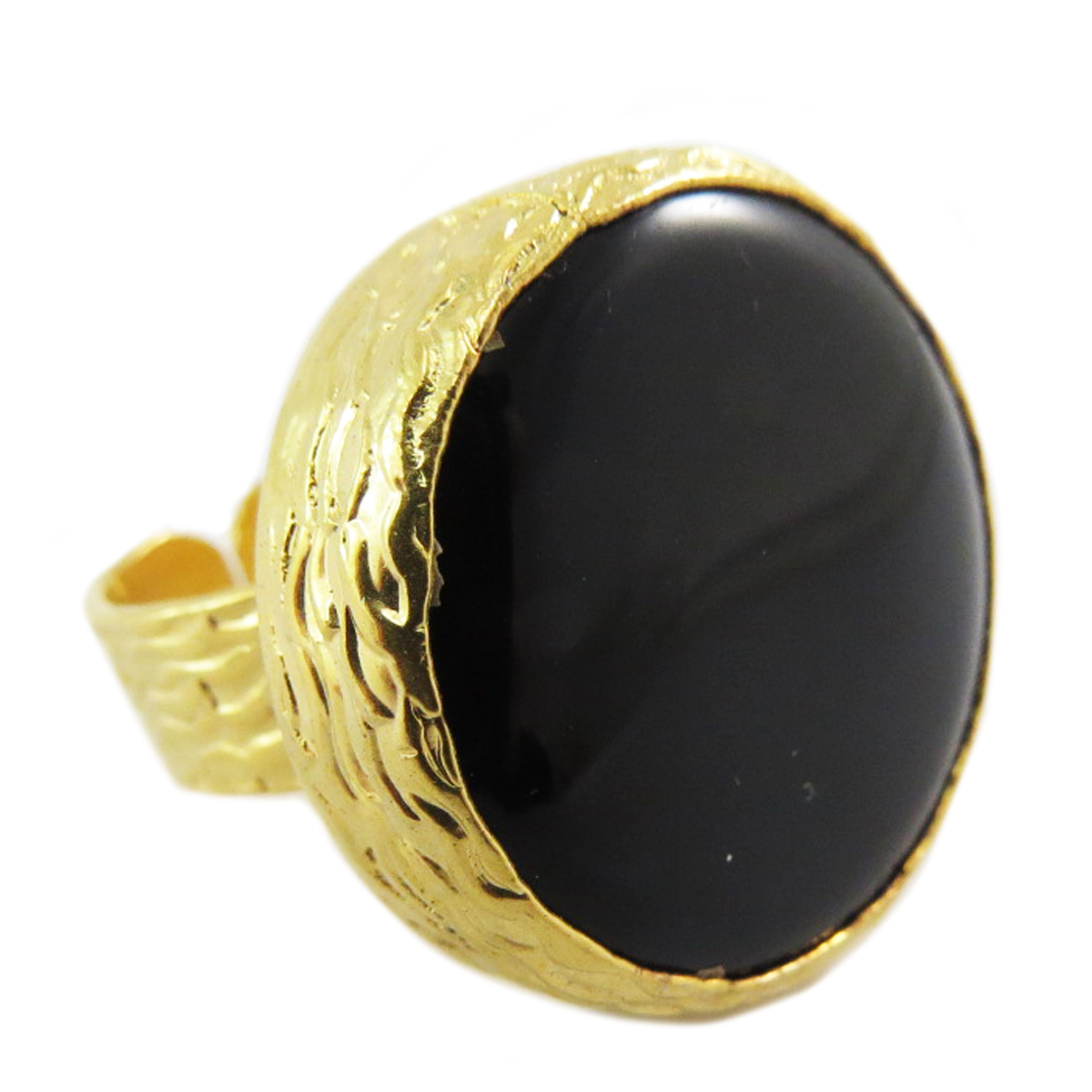 Bague artisanale \'Cléopatra\' noir doré  - 25 mm - [Q5628]