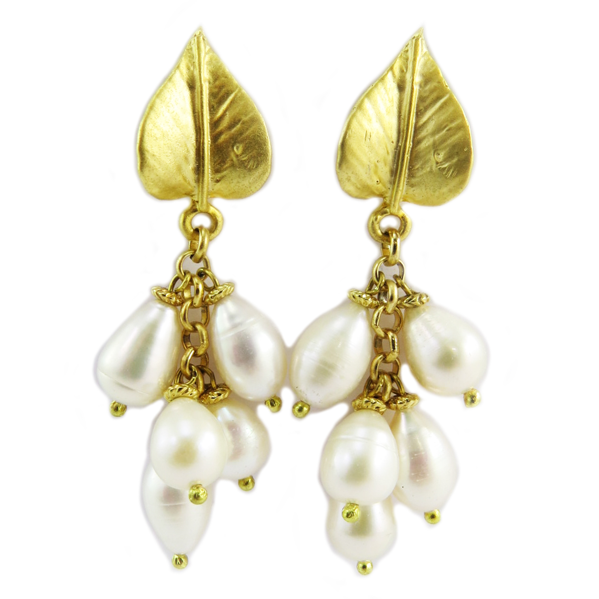 Boucles artisanales \'Cléopatra\' blanc doré - 60x20 mm - [Q5645]