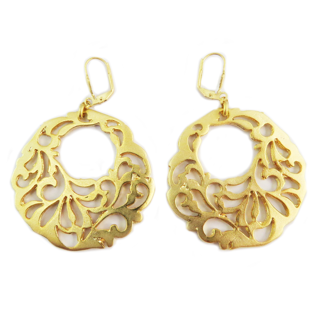Dormeuses artisanales \'Cléopatra\' doré  - 45x45 mm - [Q5654]