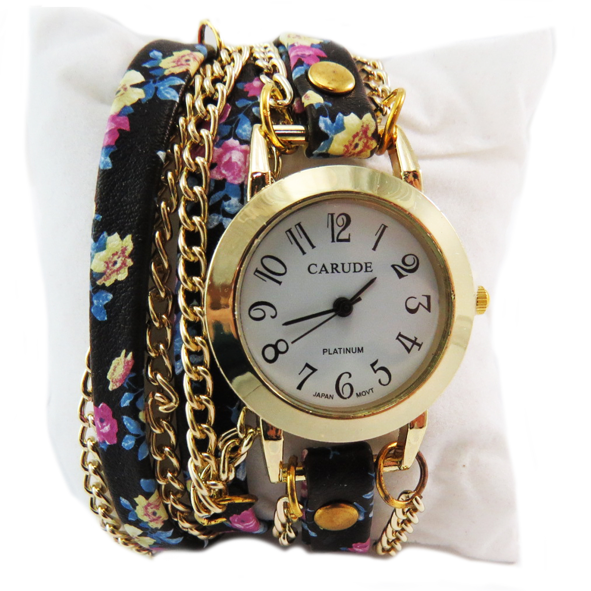 Montre créateur \'Liberty\' noir multicolore doré  - 2 tours - [Q5900]