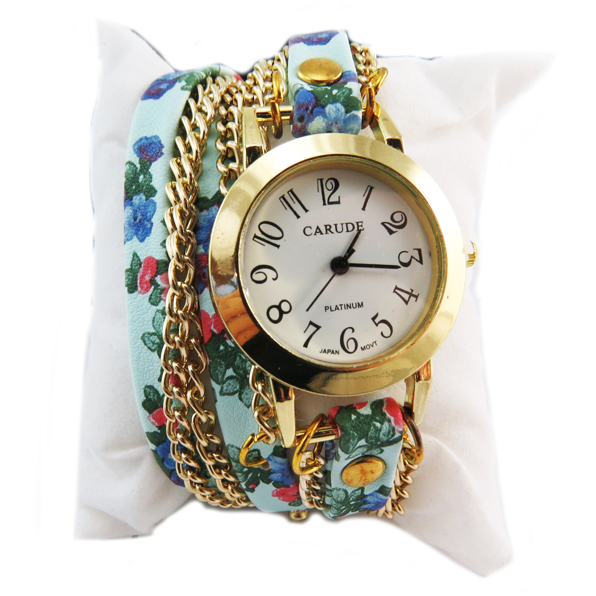 Montre créateur \'Liberty\' turquoise multicolore doré  - 2 tours - [Q5903]