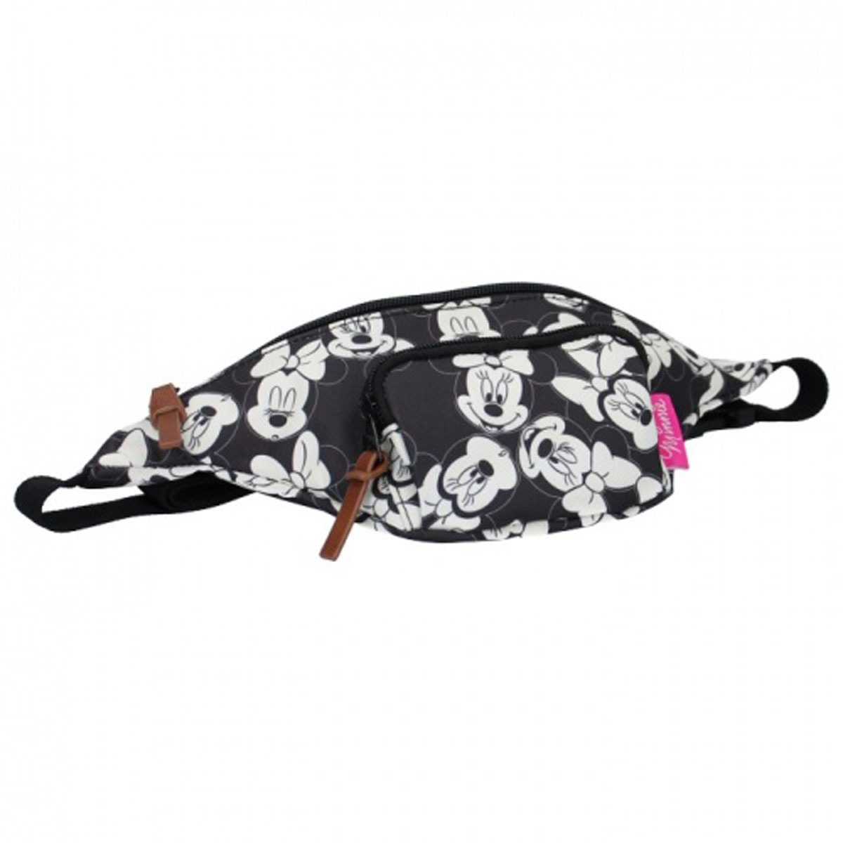 Sac banane ceinture \'Minnie\' noir blanc - 325x12x6 cm - [Q5908]