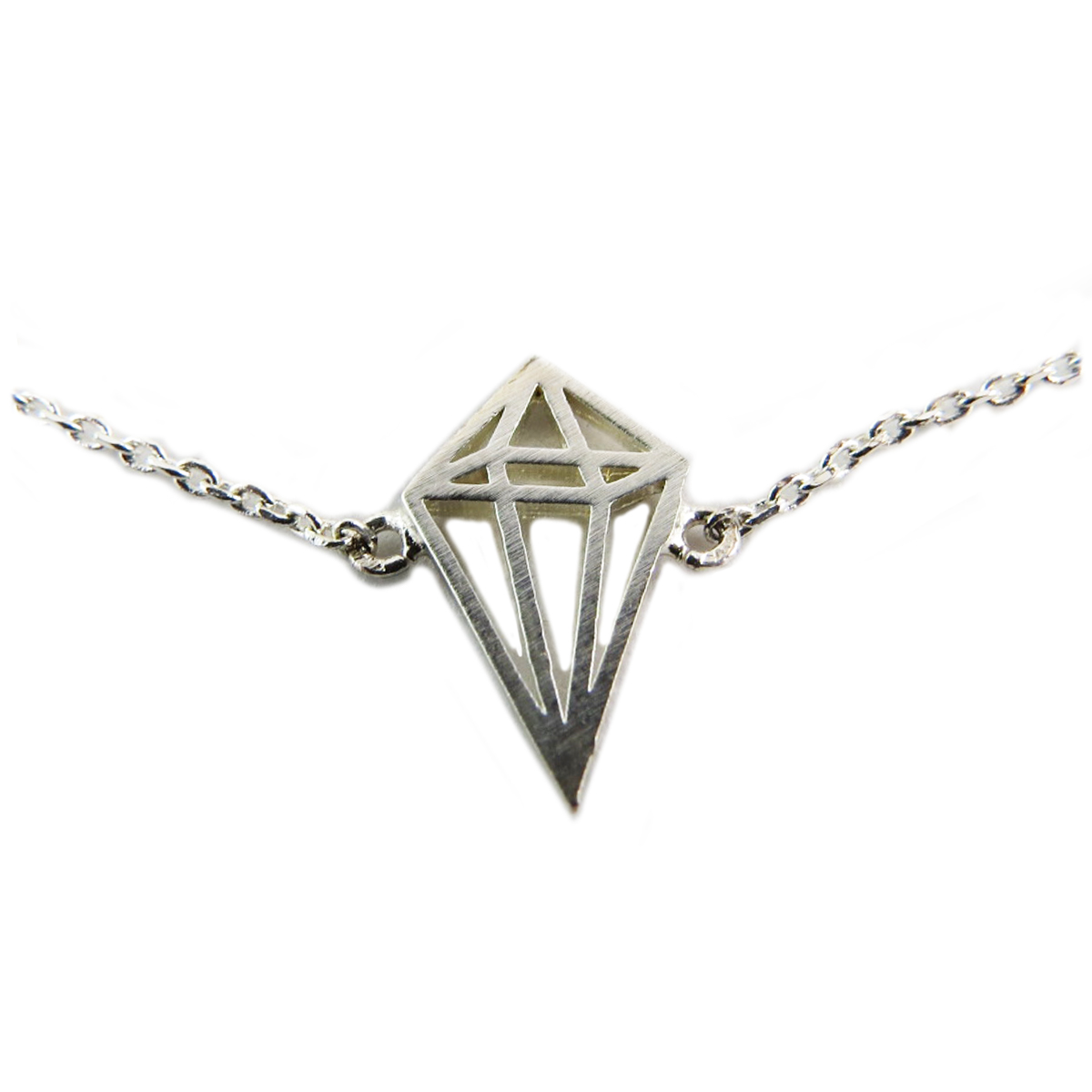 Bracelet artisanal \'Origami\' (diamant) argenté - 13x9 mm - [Q6046]