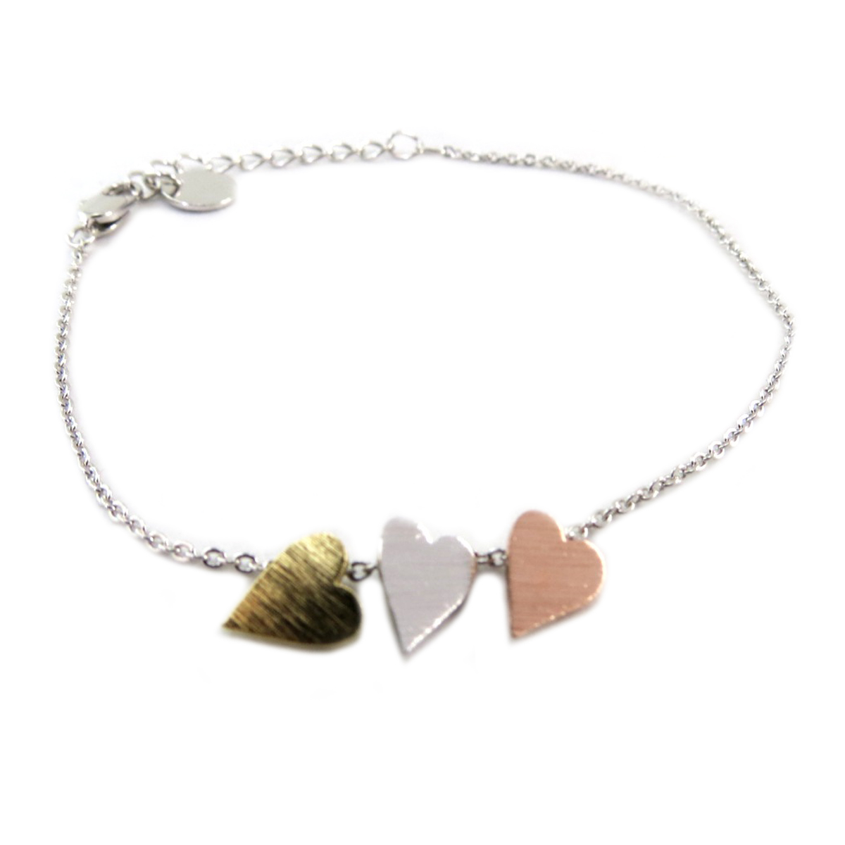 Bracelet artisanal \'Love\' argenté tricolore -  19x6 mm - [Q6075]