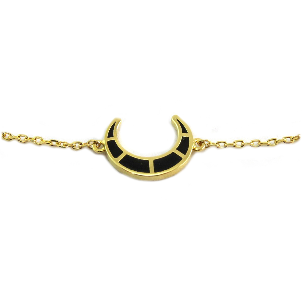 Bracelet artisanal \'Luna\' noir doré -  11x10 mm - [Q6080]